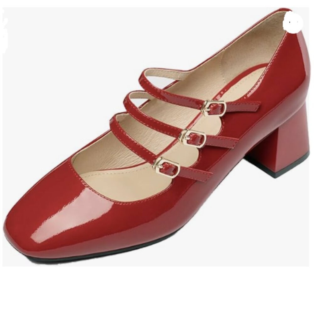 Elegant Red Mary Jane Heels